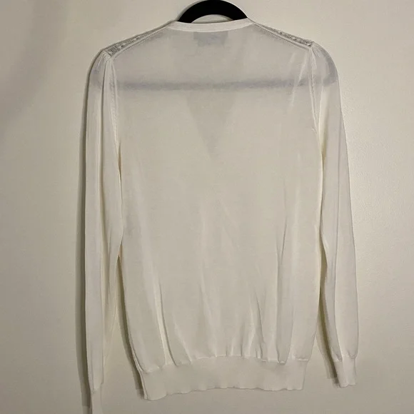 Salvatore Ferragamo White Cardigan Cable Knit VNeck Button Down Sweater XL - Picture 9 of 10
